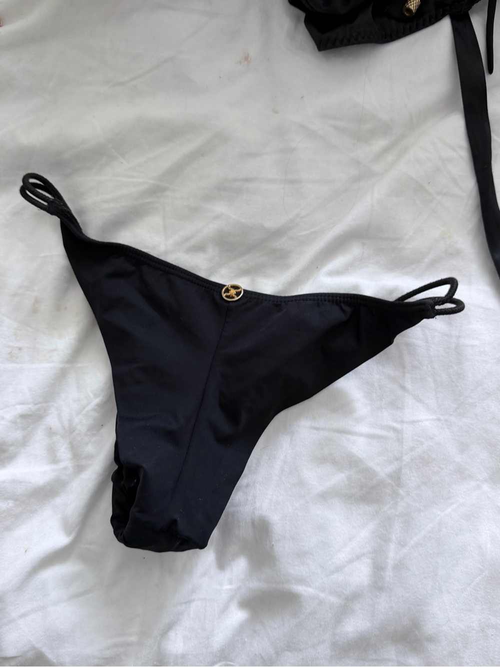 Vix Black Bikini Bottom with Gold Accent